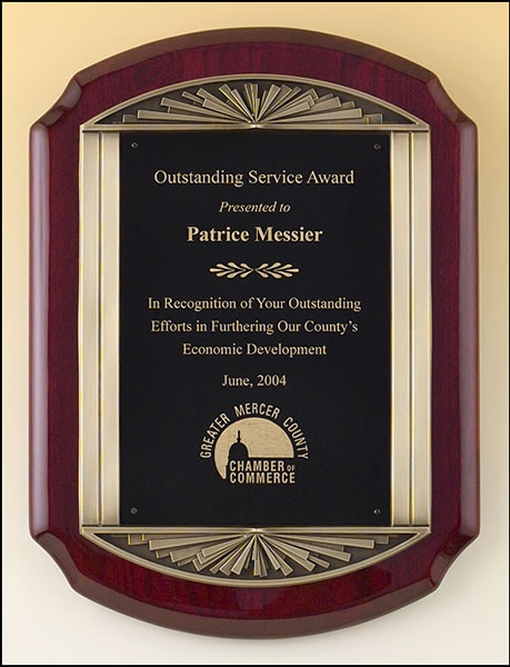 Rosewood plaque w/Sunburst frame