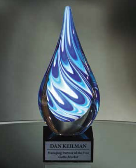 Blue Swirl Art Glass Award