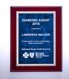 Blue Marble Rosewood Plaque