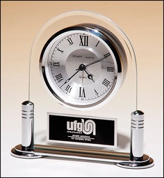 [BC999] Glass Clock w/ Silver Accents
