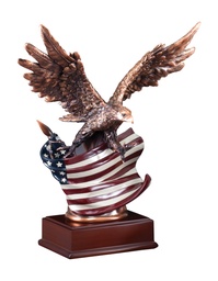 [RFB166] American Eagle w/ Flag on Rosewood Base 15 1/2''