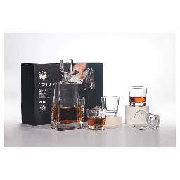 Polar Camel 750 mL 12" Tequila Decanter Set with Four 8 oz. Glasses in a Black Gift Box